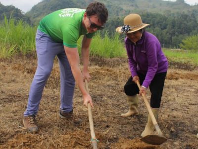Ray Pastoors at an Oxfam Vietnam trek with social justice project visit