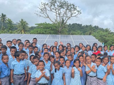 The solar for schools program supports students like those at Nuku Village, Rabi Island, Fiji.