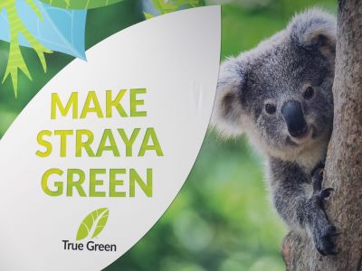 True Green Hosting at a local business marketing event with banner Make Straya Green