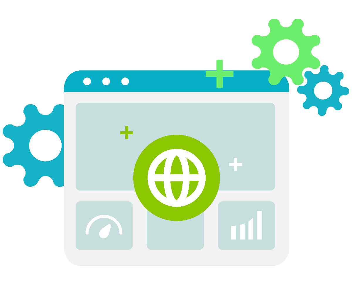 True Green Hosting monitors your website being online not just the server with real time alert tracker showing icons with gears and hosting