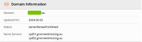 Whois database shows your nameserver record for your domain